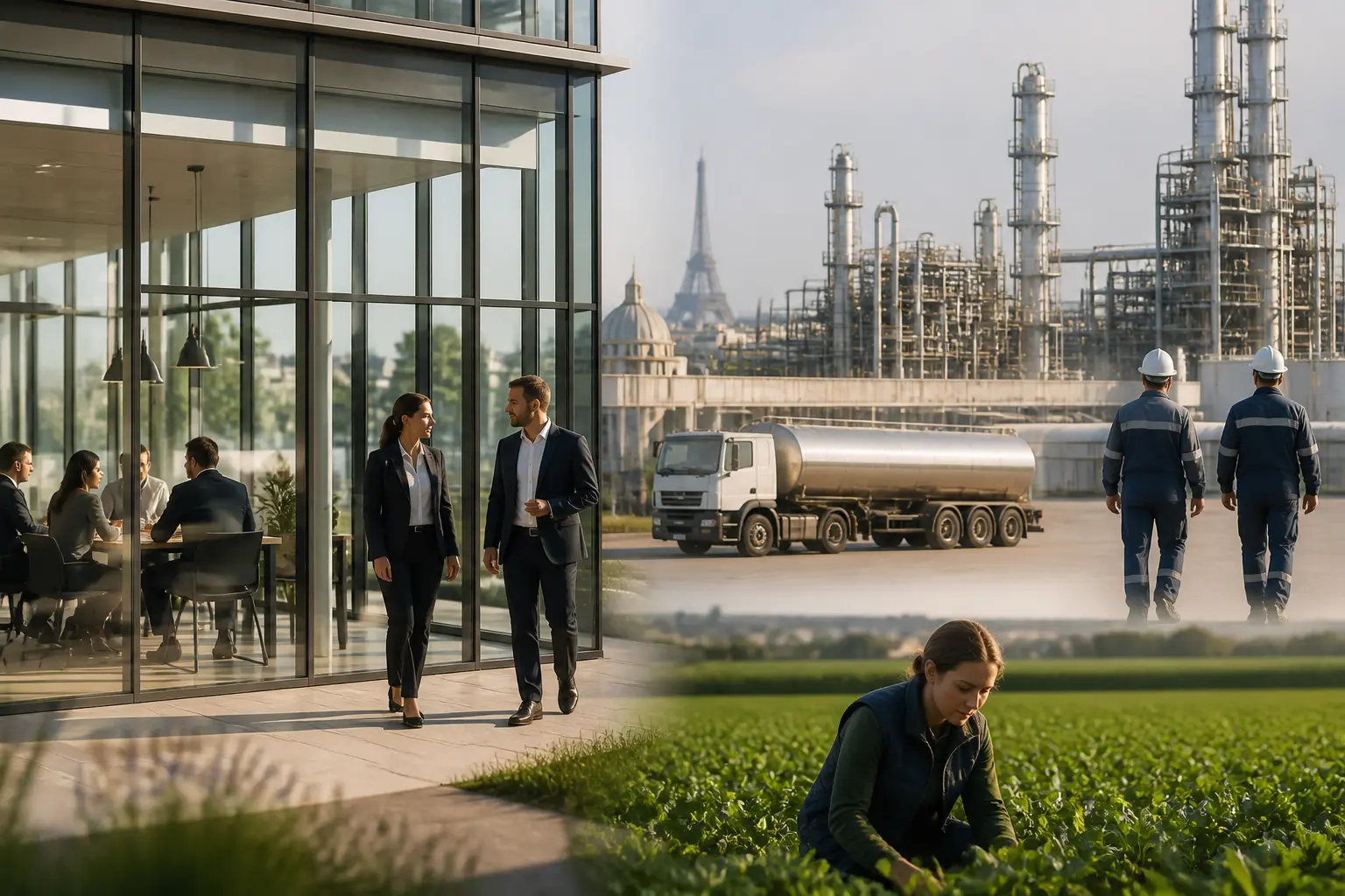 basf en france : siège parisien, usine chimique, logistique et équipe en sécurité dans un contexte agro-industriel français