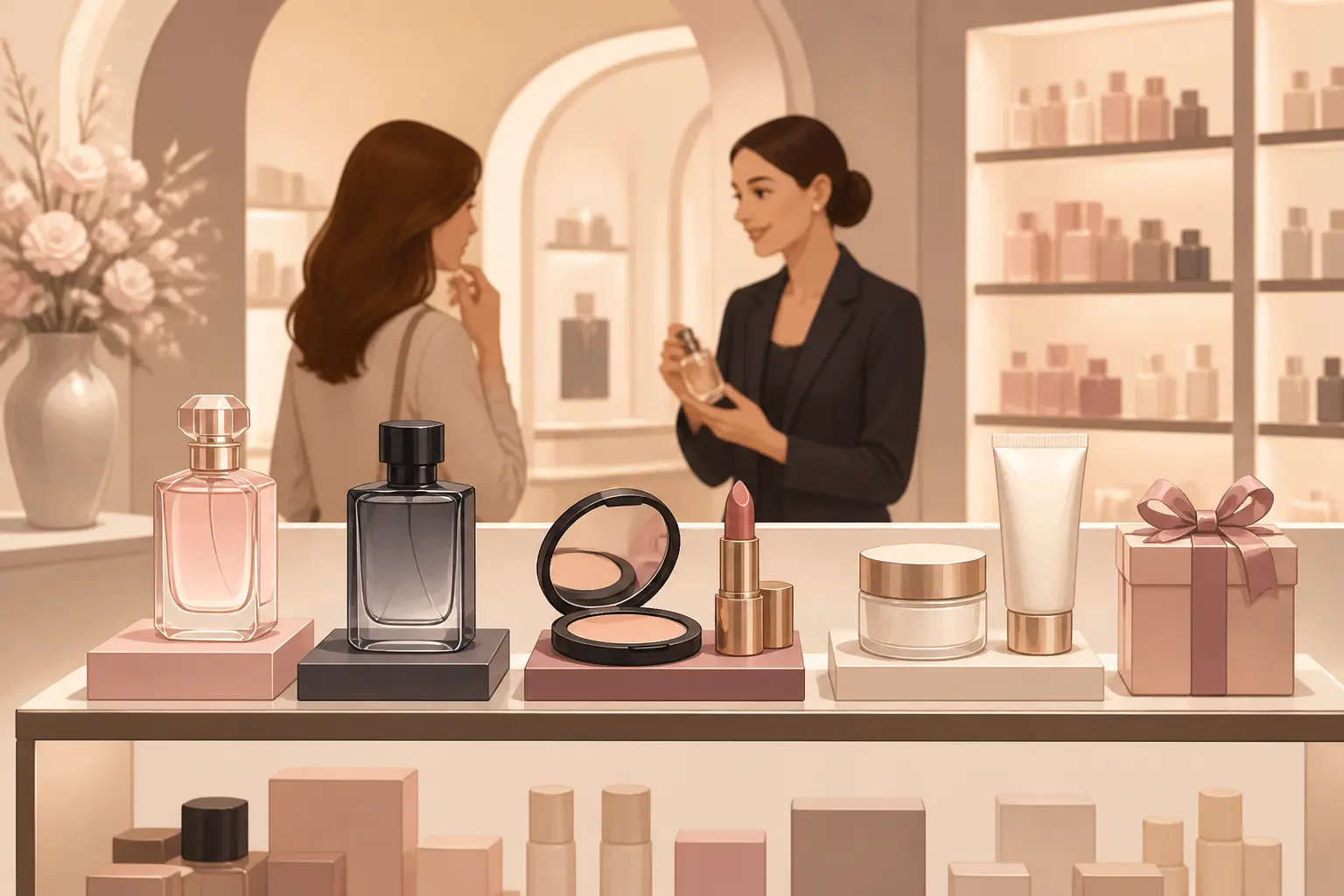 Ce que vous trouverez en boutique : parfums, maquillage, soins et services beauté