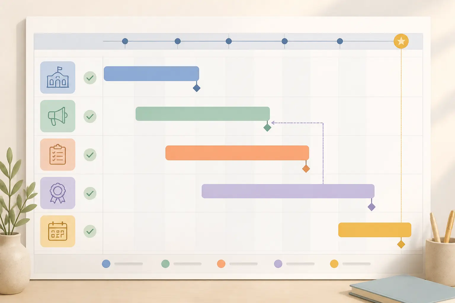 Rétroplanning exemple : un projet événementiel avec tableau déjà rempli