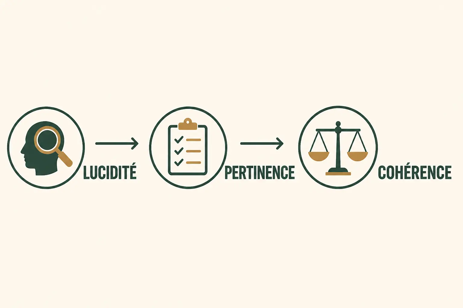 Illustration éditoriale sur 5 qualités 5 défauts entretien : lucidité, pertinence et cohérence en trois blocs.