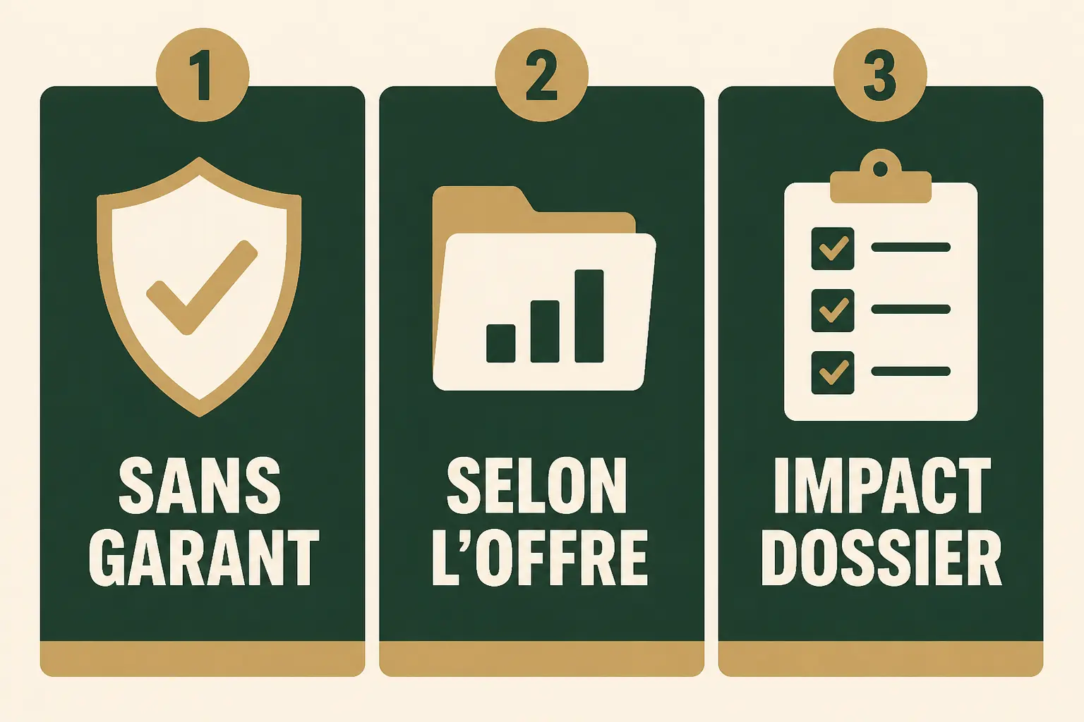 Prêt Adie sans garant : infographie comparant trois options de financement avec ou sans garantie.